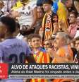 Matéria na GloboNews mostrou Vini Jr. sendo alvo de insultos raciais de torcedores do Valencia  Foto: Reprodução/TV