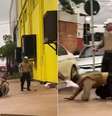 Agente de trânsito é agredido ao multar motorista por estacionar em local proibido  Foto: Reprodução/Instagram/Semtran