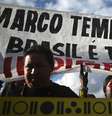 Grupo protesta contra marco temporal na Esplanada dos Ministérios, em Brasília  Foto: Andre Borges/EPA-EFE/REX/Shutterstock / BBC News Brasil