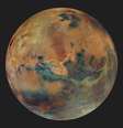 Neste mosaico, Marte aparece com cores e contraste aprimorado  Foto: ESA/DLR/FU Berlin/G. Michael