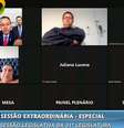 Deputado estadual do Ceará apareceu na sessão sem camisa e deitado  Foto: Reprodução/Assembleia Legislativa do Ceará