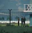 Ilustração mostra 3 pessoas perto de área gradeada na fronteira  Foto: BBC News Brasil