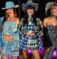 Jeans, xadrez moderninho e até brilho! Looks juninos das famosas no Arraiá da Boca Rosa reúnem tendências  Foto: Purepeople
