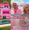Mansão da Barbie está disponível para aluguel em Malibu  Foto: Reprodução/Airbnb | Reprodução/Warner Bros. Pictures / Hollywood Forever TV