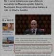 Captura de tela destaca parágrafo de notícia traduzida para o italiano, originalmente publicada em português pela Ansa Brasil, para alegar que o filho do ministro Alexandre de Moraes agrediu um homem na Itália, o que é falso. O texto informa o oposto — ou seja, que o filho de Moraes foi agredido por um homem no aeroporto internacional de Roma.  Foto: Aos Fatos