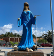 Estátua de Iemanjá tem rosto quebrado em São Luís, no Maranhão.  Foto: Reprodução/Twitter @DireitosHumanosMa