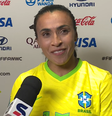Marta em entrevista ao SporTV após vitória do Brasil  Foto: Reprodução/TV Globo