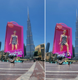 Barbie "gigante" surge em Dubai; vídeo foi criado com animação digital  Foto: Reprodução / Instagram / @eyestudioae