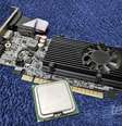 Uma placa de vídeo com GPU (acima) e um processador central (CPU) fabricado pela Intel (  Foto: Everton Favretto/Tecnoblog / Tecnoblog