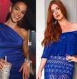 Vestido azul royal virou uma tendência no mundo da moda e foi bem utilizado entre as famosas como Bruna Marquezine e Marina Ruy Barbosa.  Foto: Reprodução, Instagram / Purepeople