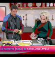 José Loreto ensina Ana Maria Braga a fazer sua torta de banana zero açúcar  Foto: Reprodução/Globo
