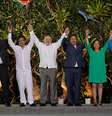 O presidente Lula com líderes sul-americanos presentes na cúpula  Foto: ANTONIO LACERDA/EPA-EFE/REX/Shutterstock / BBC News Brasil