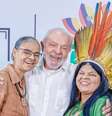 Presidente Lula ao lado das ministras Marina Silva e Sonia Guajajara  Foto: Ricardo Stuckert