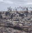 Vista aérea do rastro de destruição em Lahaina, no Havaí (EUA), provocado por incêndios florestais  Foto: REUTERS/Marco Garcia