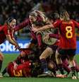 Espanha comemora a classificação inédita à final (Photo by MARTY MELVILLE/AFP via Getty Images)  Foto: Esporte News Mundo
