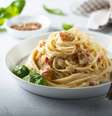 Macarrão à carbonara  Foto: MariaKovaleva | Shutterstock / Portal EdiCase