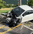 Carro fica destruído após motorista alcoolizado colidir contra trem em alta velocidade  Foto: Reprodução/Redes Sociais