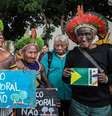 Indígenas se mobilizam contra o marco temporal   Foto: Antônio Cruz/Agência Brasil