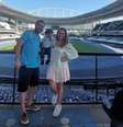 Família reunida no estádio: Daniel, Vicente e Karine –  Foto: Reprodução/Instagram / Jogada10