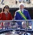 Janja e Luiz Inacio Lula da Silva durante desfile do 7 de Setembro  Foto: Ueslei Marcelino / Reuters