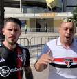 Jhonny (à esquerda) e Gabriel (à direita) viajaram de São Paulo ao Rio de Janeiro para acompanhar o jogo de ida da final da Copa do Brasil –  Foto: Lucas Bayer / Jogada10 / Jogada10