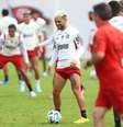 Arrascaeta durante atividade nesta quinta-feira –  Foto: Gilvan de Souza /CR Flamengo / Jogada10