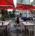 Vista do quiosque localizado na orla da Barra da Tijuca, na zona oeste da cidade do Rio de Janeiro, onde três médicos foram mortos a tiros na madrugada desta quinta-feira, 5 de outubro de 2023.  Foto: PEDRO KIRILOS/ESTADÃO CONTEÚDO