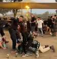 Segurança evacuando o festival Supernova quando o ataque começou  Foto: TELEGRAM / BBC News Brasil