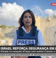 Correspondente Paola de Orte apura, produz e posiciona a câmera: múltiplas funções no meio do risco da guerra de Israel  Foto: Reprodução