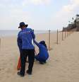A praia da Ponta Negra está interditada para banho por causa da vazante  Foto: Divulgação/Prefeitura de Manaus