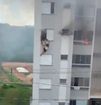 Os avós da menina precisaram pular da janela do apartamento   Foto: Reprodução/Twitter