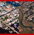 Imagens de drone mostram antes e depois da seca no Rio Negro, no Amazonas  Foto: Thiago Oliver