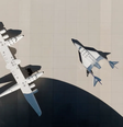 O porta-aviões VMS Eve e o avião espacial VSS Unity, usados pela Virgin Galactic em seus voos turísticos (Imagem: Reprodução/Spaceport America)  Foto: Canaltech