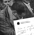 Durante o velório de Vargas, uma fotografia capturou o momento em que João Goulart segurava um papel misterioso. Logo surgiram rumores de que poderia ser uma versão da carta deixada por Vargas exclusivamente para Jango.  Foto: Politize!/Reprodução / Guia do Estudante