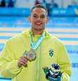 Guilherme Caribé leva o ouro nos 100m livre em Santiago  Foto: Satiro Sodré/CBDA