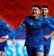 Evanilson celebra. Atacante, que começou no banco, fez três no 4 a 1 do Porto sobre o Antwerp  –  Foto: Kenzo Tribouillard – AFP via Getty Images / Jogada10