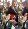Mulher se depila dentro de ônibus na capital Bogotá  Foto: Reprodução TikTok