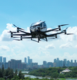 Os táxis aéreos EH216-S da Ehang são aeronaves elétricas de decolagem e pouso vertical (eVTOL) que podem transportar até dois passageiros   Foto: Ehang