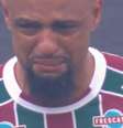 Felipe Melo se emocionou antes da decisão contra o Boca  Foto: Reprodução/Globo