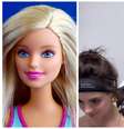 Boneca "Barbie" à esquerda; à direita, Gkay durante aplicação de botox no trapézio  Foto: Ekaterina/ iStock | Reprodução/ Instagram | Montagem Terra