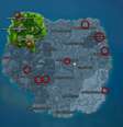 Localização de todos os 10 gnomos no mapa de Fortnite Raiz  Foto:  Diego Amorim/Tecmundo  / Voxel