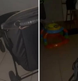 O bebê foi encontrado no carrinho, em uma sala com as luzes apagadas   Foto: Reprodução