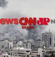 Os principais canais de notícias da TV paga disputam entrevistados para fazer a cobertura da Guerra de Israel  Foto: Foto de fundo: Reprodução TV/Sky News