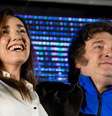 Victoria Villaruel e Javier Milei durante a campanha  Foto: Getty Images / BBC News Brasil