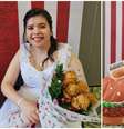 Mulher se casa com buquê de coxinhas de frango frito  Foto: Reprodução