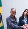 A ministra do Meio Ambiente e Mudança do Clima, Marina Silva (esq.), a ministra britânica para segurança energética, Claire Coutinho (centro) e o presidente do BNDES, Aloizio Mercadante (  Foto: Reprodução Embaixada Britânica no Brasil / Perfil Brasil