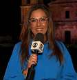 Sorridente após fase difícil na vida pessoal, Cristina Ranzolin fez entrada ao vivo de ponto histórico gaúcho  Foto: Reprodução/TV