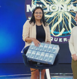 Jullie Dutra é primeira ganhadora de R$ 1 milhão em quadro do 'Domingão com Huck'.  Foto: Reprodução/TV Globo