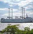 O navio é destinado a transportar elementos do foguete Ariane 6, que deve ser lançado em meados de 2024, dos portos europeus até Kourou, na Guiana   Foto: Reprodução/JM Guillon/Ariane Group