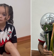 A pequena torcedora do River Plate, Julia, e o craque Nicolás de la Cruz   Foto: Montagem/Redes Sociais 